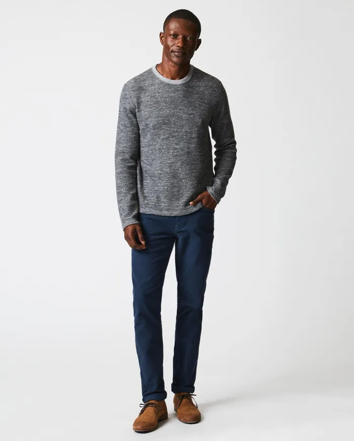 Men LS Rib Tee Heather Grey Billy Reid Polos Tees and Henleys