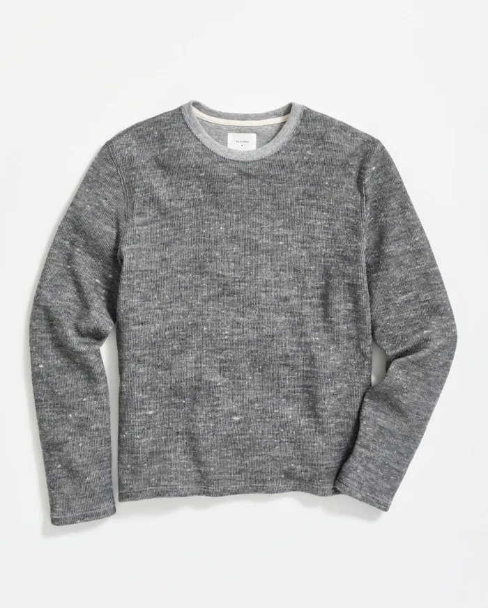 Men LS Rib Tee Heather Grey Billy Reid Polos Tees and Henleys