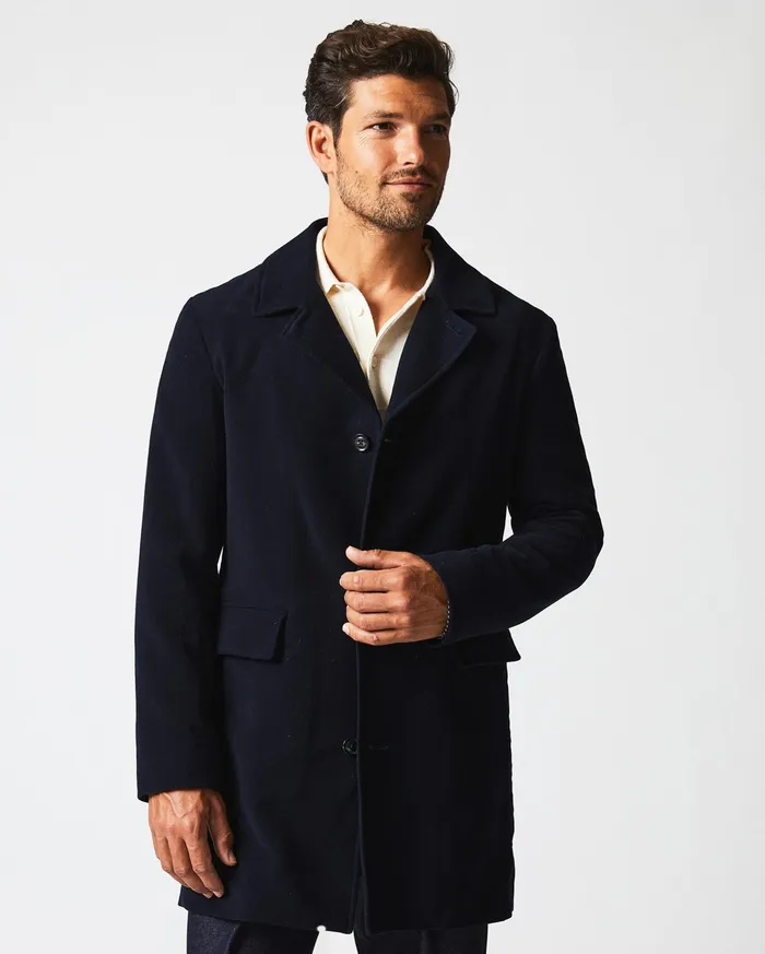 Men Lancaster Coat Carbon Blue Billy Reid Jackets and Outerwear