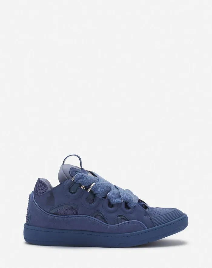 Men Lanvin Curb Leather Curb Sneakers Cornflower
