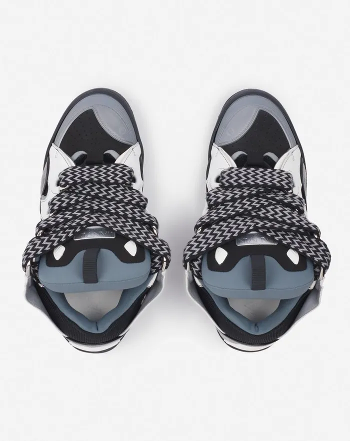 Men Lanvin Curb Leather Curb Sneakers Whiteanthracite Men Lanvin Curb Leather Curb Sneakers Whiteanthracite