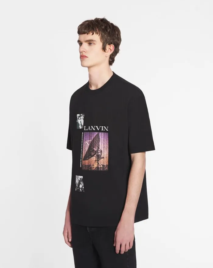 Men Lanvin Tshirts and Polos Unisex Printed Tshirt Black Men Lanvin Tshirts and Polos Unisex Printed Tshirt Black