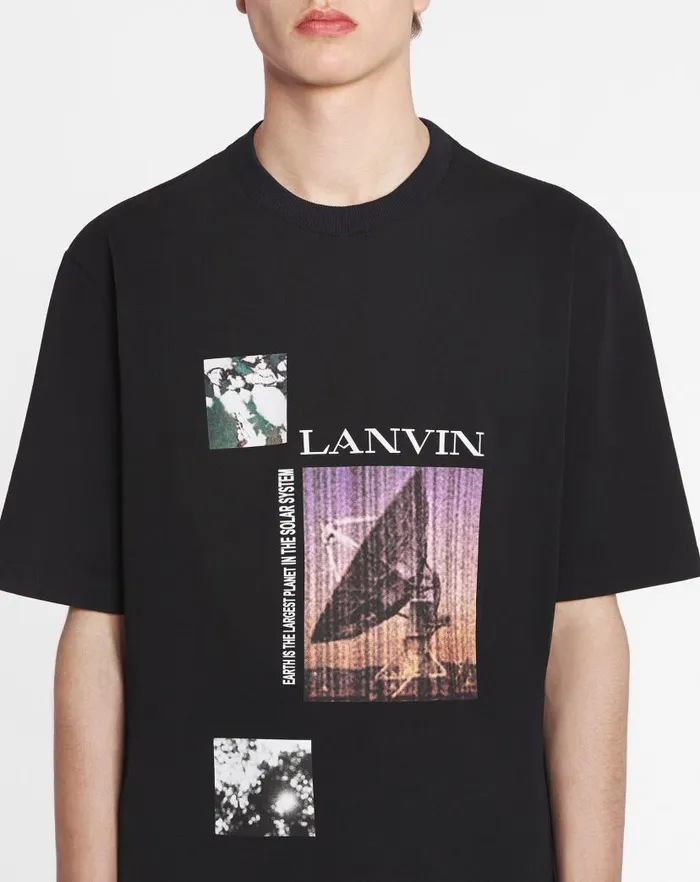 Men Lanvin Tshirts and Polos Unisex Printed Tshirt Black Men Lanvin Tshirts and Polos Unisex Printed Tshirt Black
