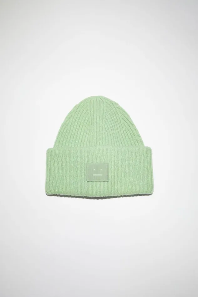 Men Large Face Logo Beanie Spring Green Acne Studios Hats