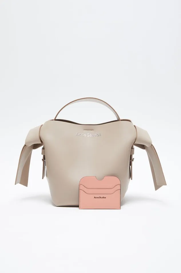 Men Leather Card Holder Salmon Pink Acne Studios Small Leather Goods