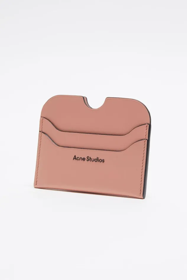 Men Leather Card Holder Salmon Pink Acne Studios Small Leather Goods