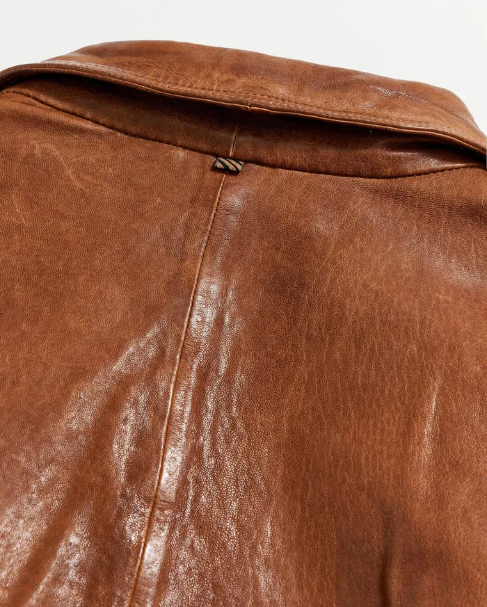 Men Leather Chore Coat Cognac Billy Reid Jackets and Outerwear