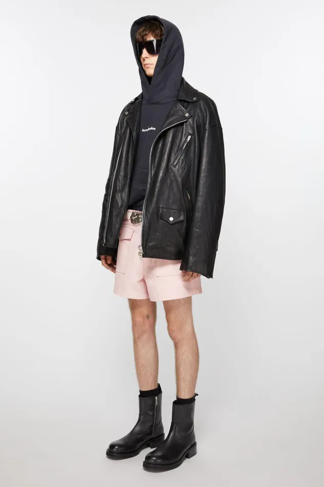 Men Leather Waxed Boots Black Acne Studios Shoes