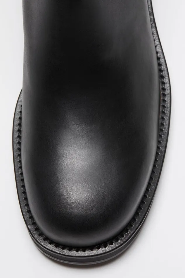 Men Leather Waxed Boots Black Acne Studios Shoes