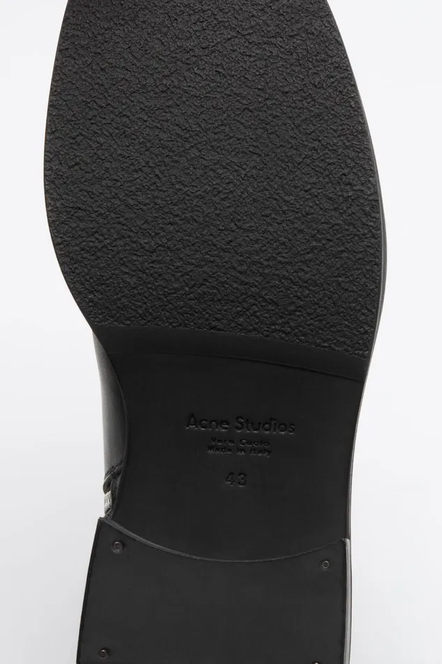 Men Leather Waxed Boots Black Acne Studios Shoes