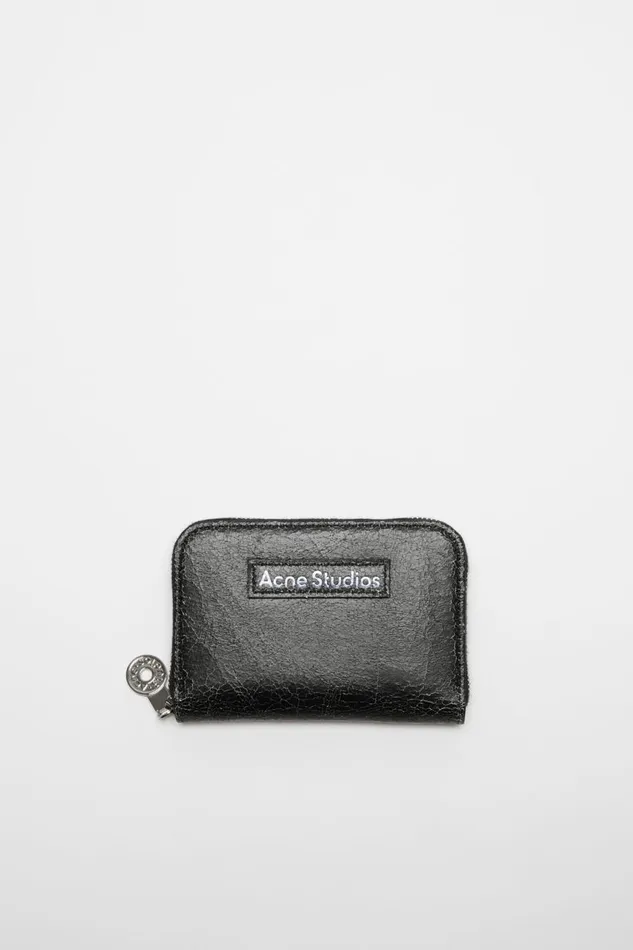 Men Leather Zip Wallet Black Acne Studios Small Leather Goods