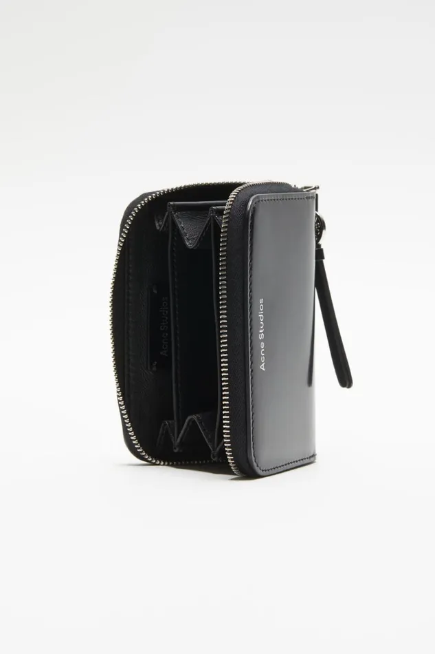 Men Leather Zip Wallet Black Acne Studios Small Leather Goods