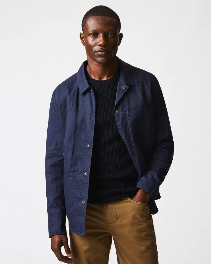 Men Leroy Shirt Jacket Carbon Blue Billy Reid Jackets and Outerwear
