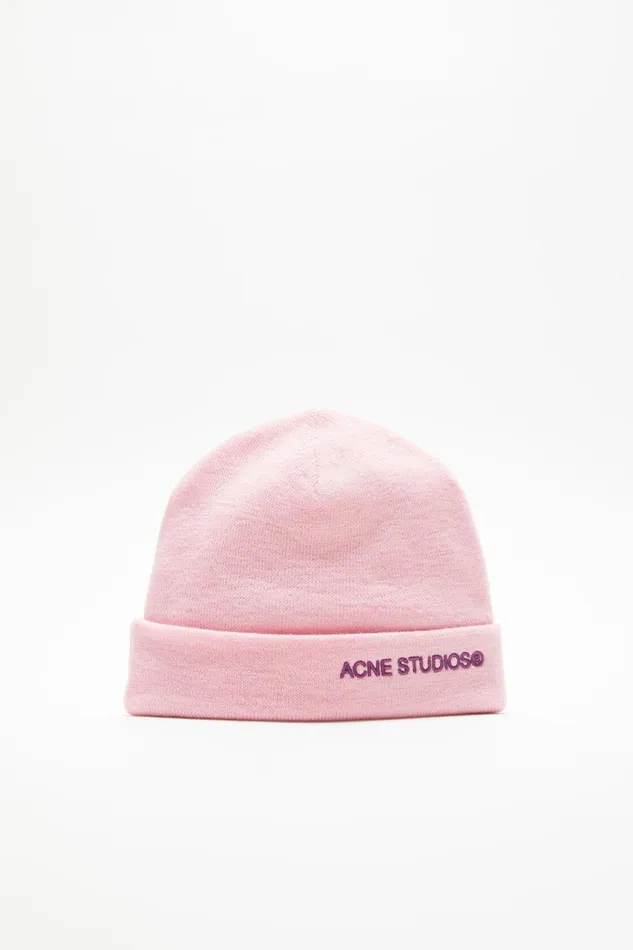 Men Logo Beanie Light Pink Acne Studios Hats