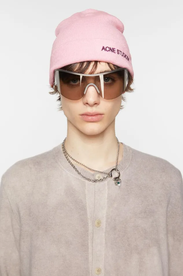 Men Logo Beanie Light Pink Acne Studios Hats