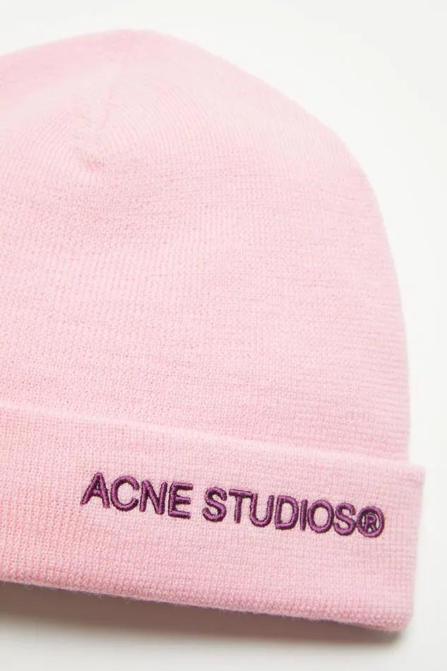 Men Logo Beanie Light Pink Acne Studios Hats