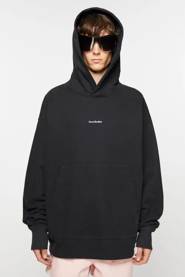Men Logo Hoodie Black Acne Studios Sweatshirts