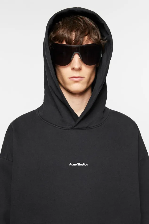 Men Logo Hoodie Black Acne Studios Sweatshirts