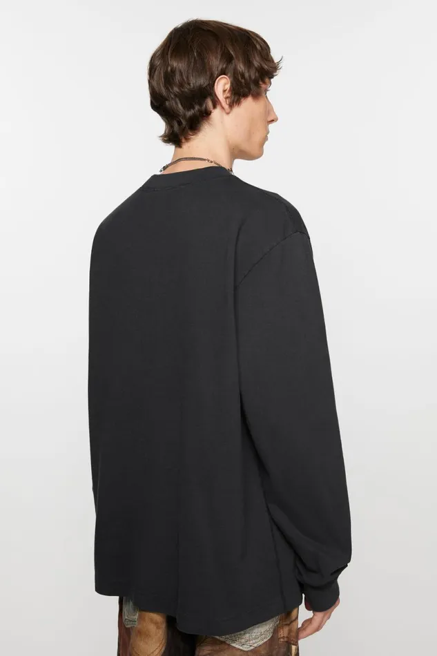 Men Logo Long Sleeve Tshirt Black Acne Studios Tshirts