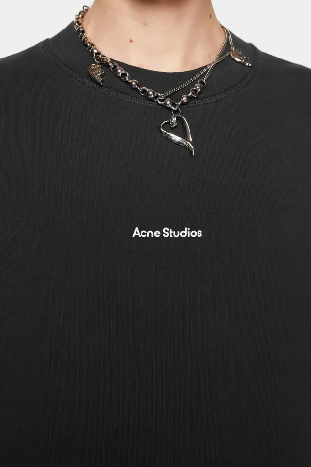 Men Logo Long Sleeve Tshirt Black Acne Studios Tshirts