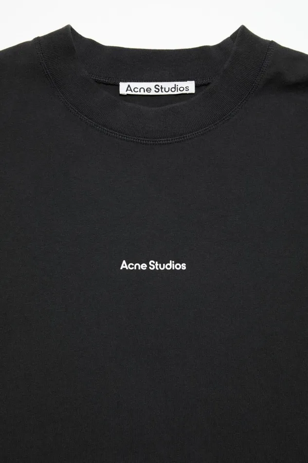 Men Logo Long Sleeve Tshirt Black Acne Studios Tshirts