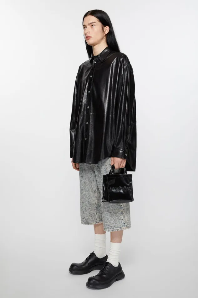 Men Logo Mini Shoulder Tote Bag Black Acne Studios Bags