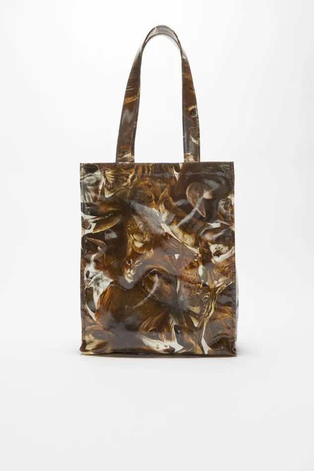 Men Logo Shoulder Tote Bag Cognac Brown Multi Acne Studios Bags