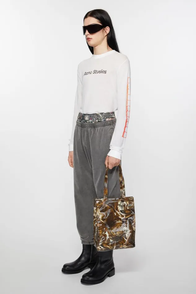 Men Logo Shoulder Tote Bag Cognac Brown Multi Acne Studios Bags