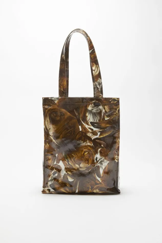 Men Logo Shoulder Tote Bag Cognac Brown Multi Acne Studios Bags