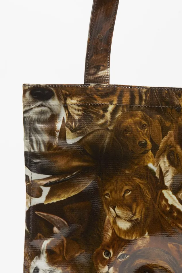 Men Logo Shoulder Tote Bag Cognac Brown Multi Acne Studios Bags