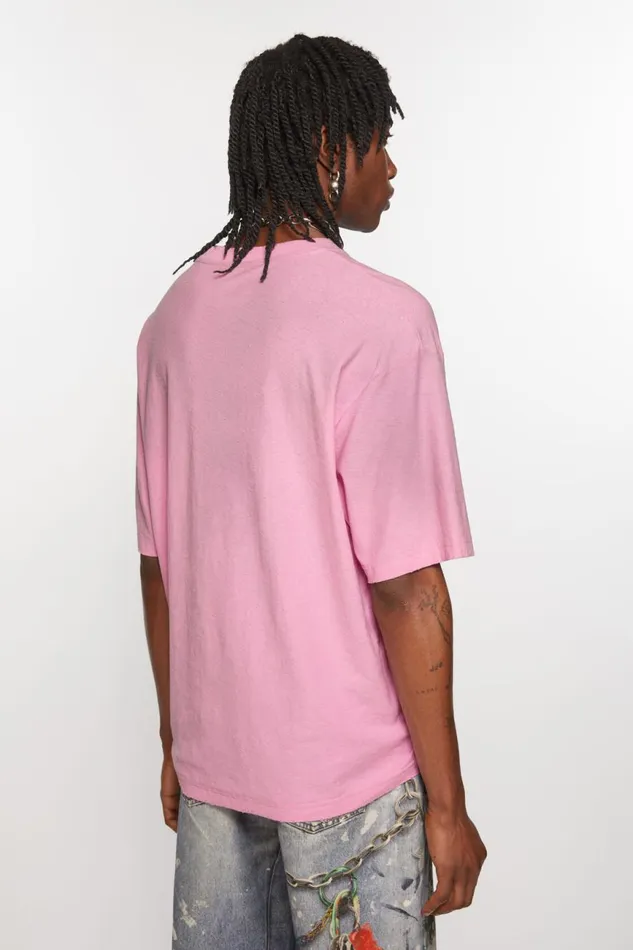 Men Logo Tshirt 8211 Relaxed Fit Cotton Candy Pink Acne Studios Tshirts