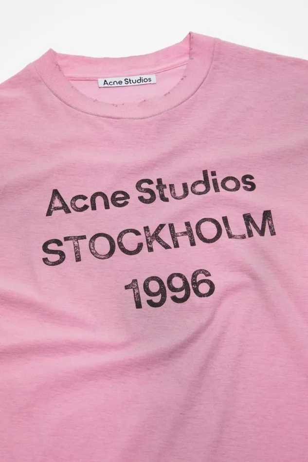 Men Logo Tshirt 8211 Relaxed Fit Cotton Candy Pink Acne Studios Tshirts