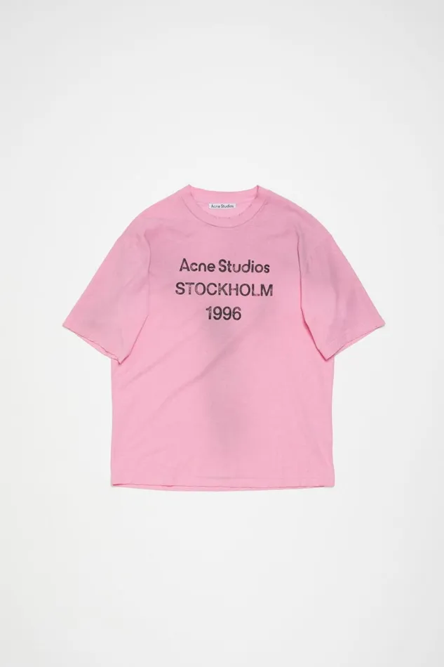 Men Logo Tshirt 8211 Relaxed Fit Cotton Candy Pink Acne Studios Tshirts
