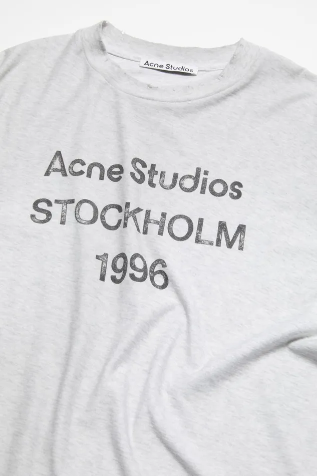 Men Logo Tshirt 8211 Relaxed Unisex Fit Pale Grey Melange Acne Studios Tshirts
