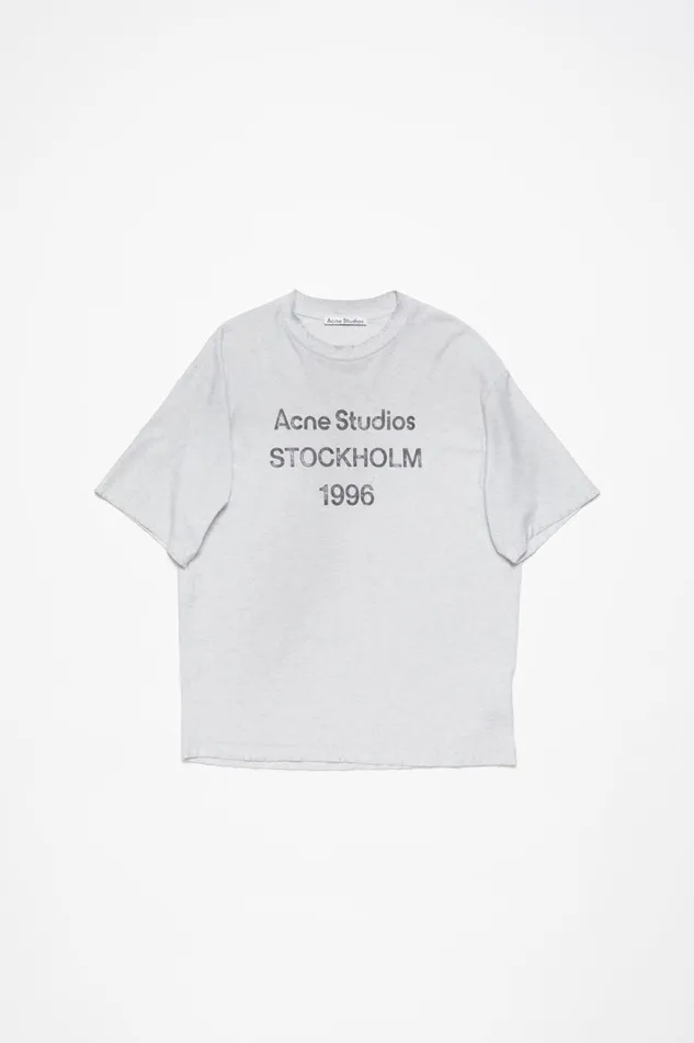 Men Logo Tshirt 8211 Relaxed Unisex Fit Pale Grey Melange Acne Studios Tshirts