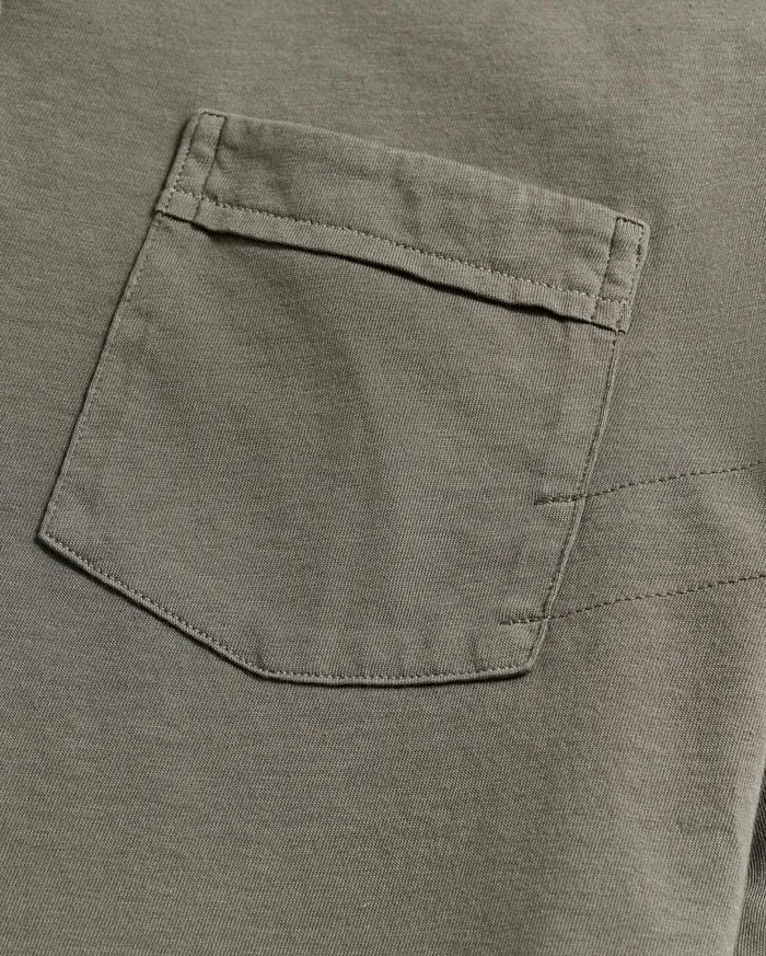 Men Long Sleeve Pensacola Polo Washed Grey Billy Reid Polos Tees and Henleys