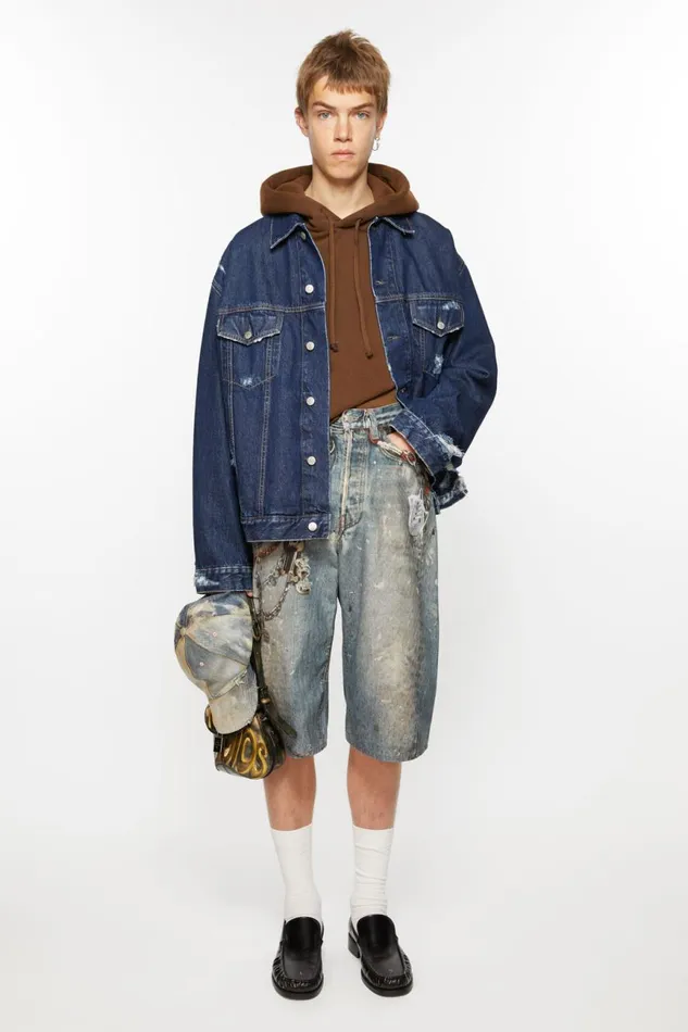 Men Loose Fit Shorts Mid Blue Acne Studios Shorts