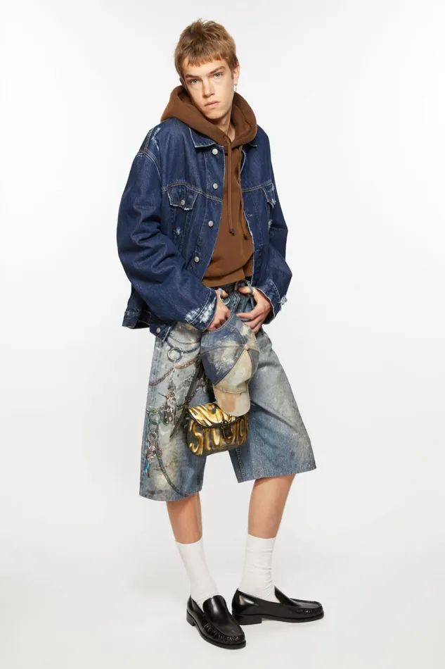 Men Loose Fit Shorts Mid Blue Acne Studios Shorts