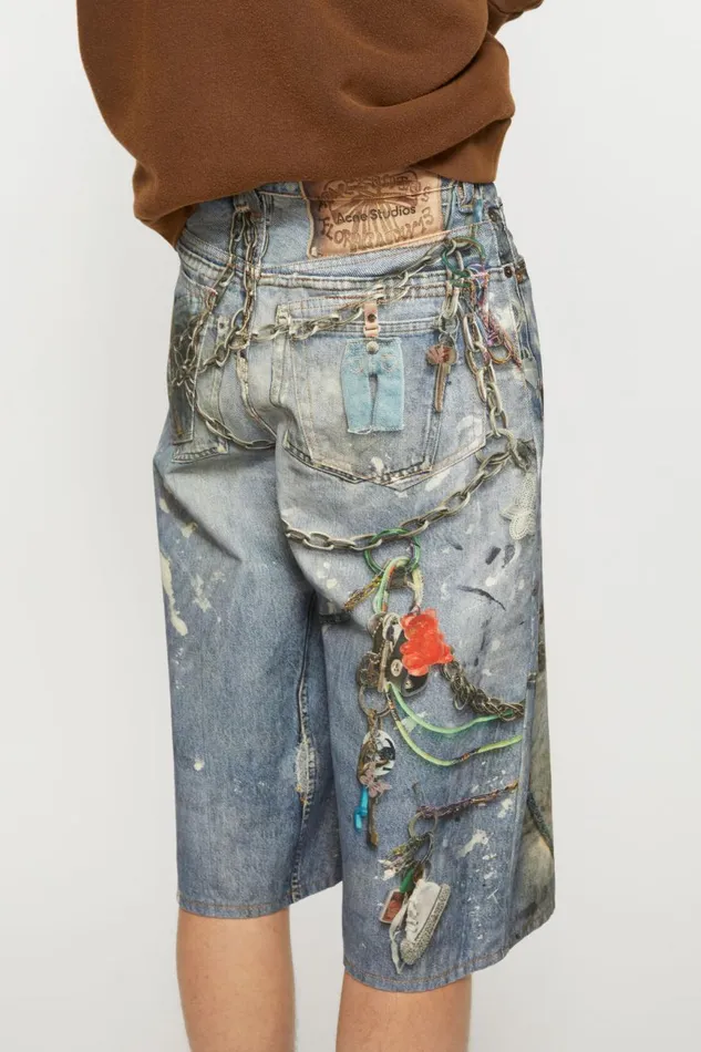 Men Loose Fit Shorts Mid Blue Acne Studios Shorts