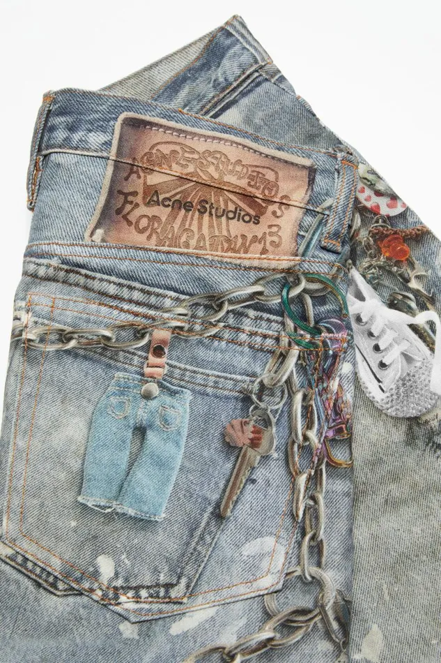 Men Loose Fit Shorts Mid Blue Acne Studios Shorts