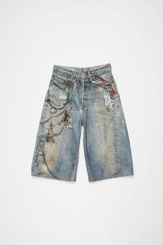 Men Loose Fit Shorts Mid Blue Acne Studios Shorts