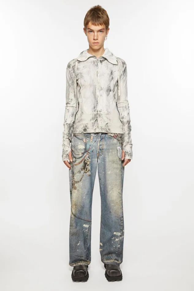 Men Loose Fit Trousers 8211 1981M Mid Blue Acne Studios Jeans