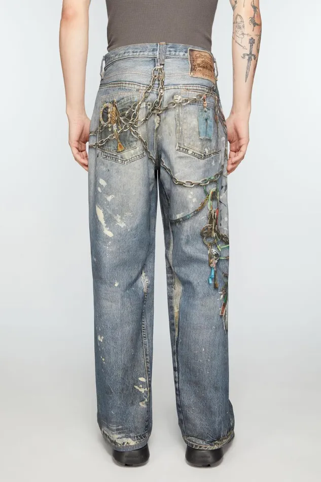 Men Loose Fit Trousers 8211 1981M Mid Blue Acne Studios Jeans