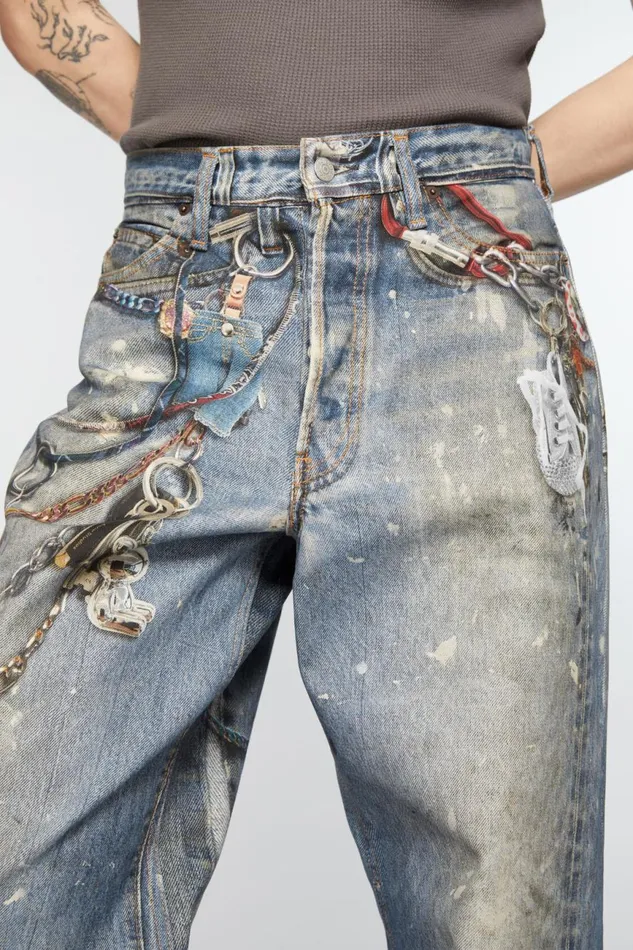 Men Loose Fit Trousers 8211 1981M Mid Blue Acne Studios Jeans