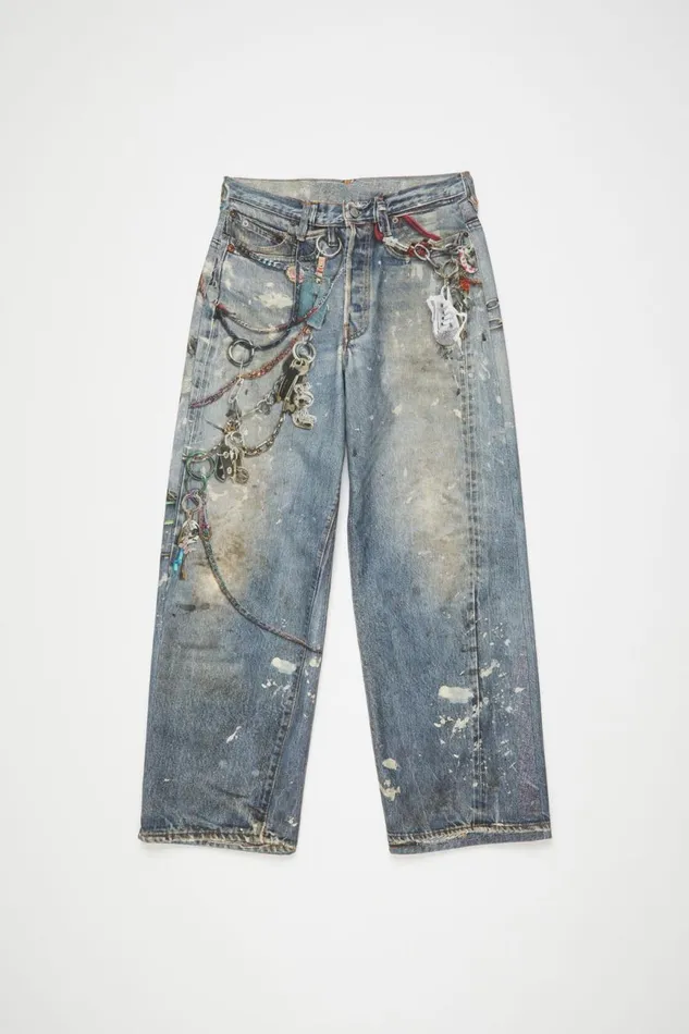Men Loose Fit Trousers 8211 1981M Mid Blue Acne Studios Jeans