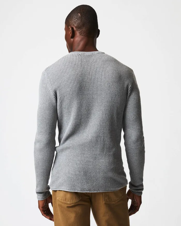 Men Mini Waffle Crew Grey Billy Reid Sweaters and Sweatshirts