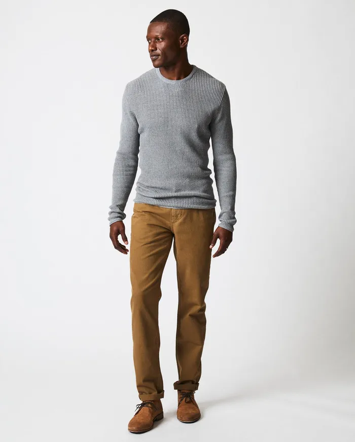 Men Mini Waffle Crew Grey Billy Reid Sweaters and Sweatshirts