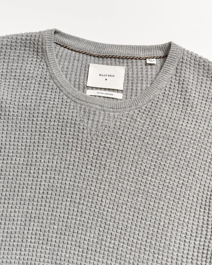 Men Mini Waffle Crew Grey Billy Reid Sweaters and Sweatshirts
