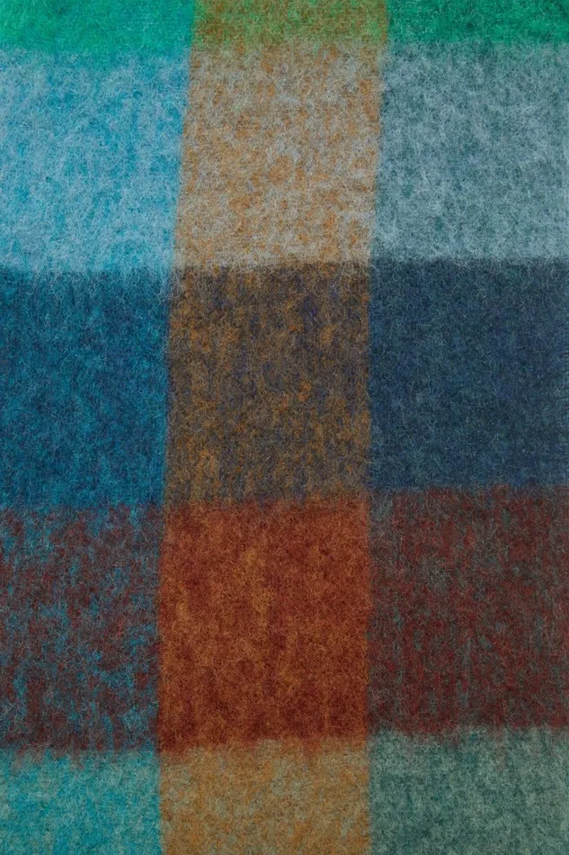 Men Mohair Checked Scarf Turquoisecamelblue Acne Studios Scarves