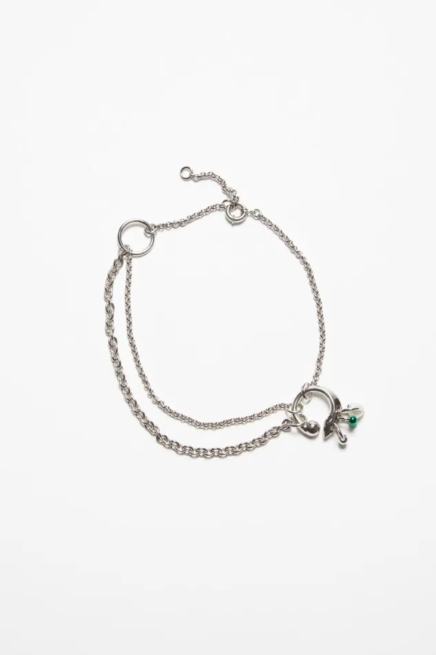 Men Multichain Charm Necklace Silvergreen Acne Studios Jewellery